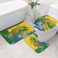 Brazil Independence Day Bathroom Set Roaring Jaguar Christ Redeemer Tropical Floral