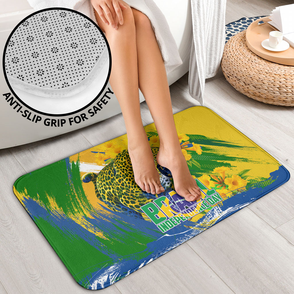 Brazil Independence Day Bathroom Set Roaring Jaguar Christ Redeemer Tropical Floral