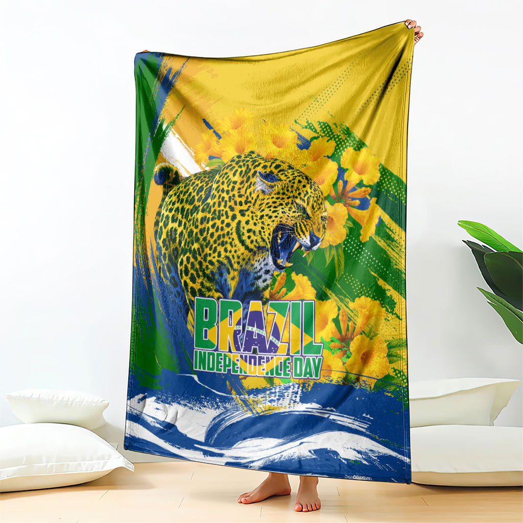 Brazil Independence Day Blanket Roaring Jaguar Christ Redeemer Tropical Floral