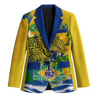 Brazil Independence Day Blazer Roaring Jaguar Christ Redeemer Tropical Floral