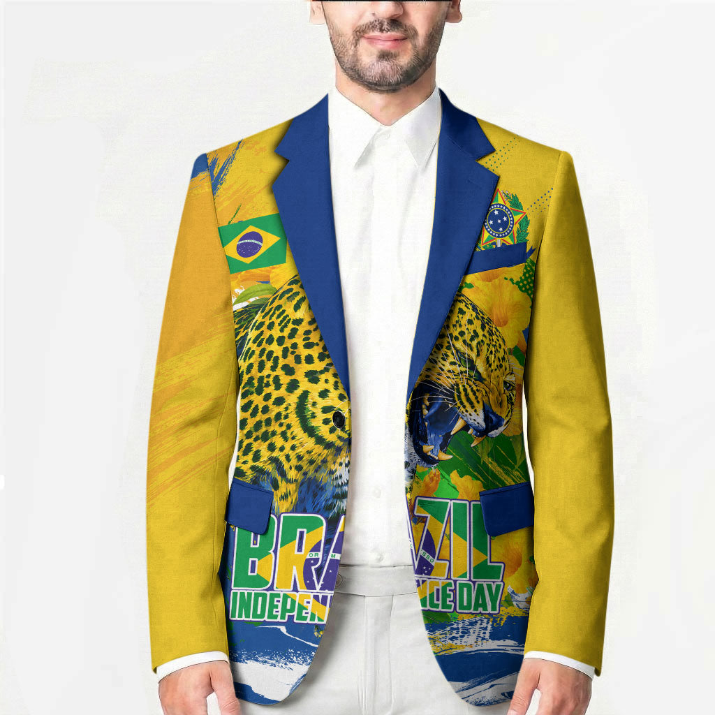 Brazil Independence Day Blazer Roaring Jaguar Christ Redeemer Tropical Floral