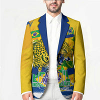 Brazil Independence Day Blazer Roaring Jaguar Christ Redeemer Tropical Floral
