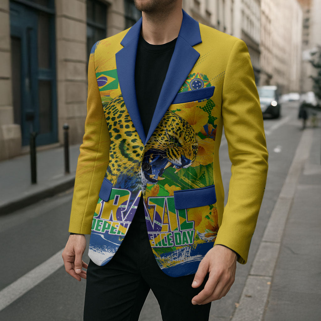 Brazil Independence Day Blazer Roaring Jaguar Christ Redeemer Tropical Floral