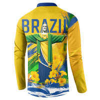 Brazil Independence Day Button Sweatshirt Roaring Jaguar Christ Redeemer Tropical Floral