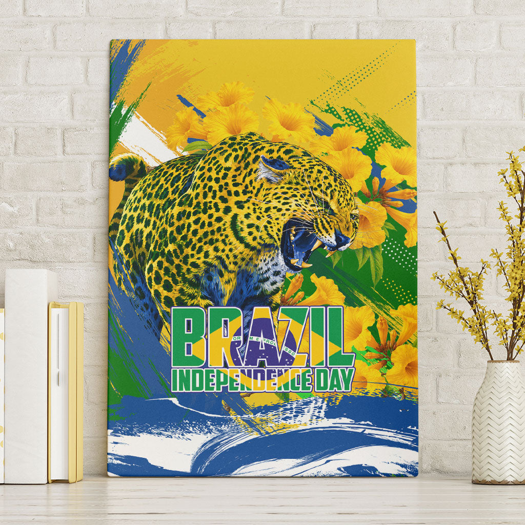 Brazil Independence Day Canvas Wall Art Roaring Jaguar Christ Redeemer Tropical Floral