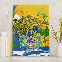 Brazil Independence Day Canvas Wall Art Roaring Jaguar Christ Redeemer Tropical Floral