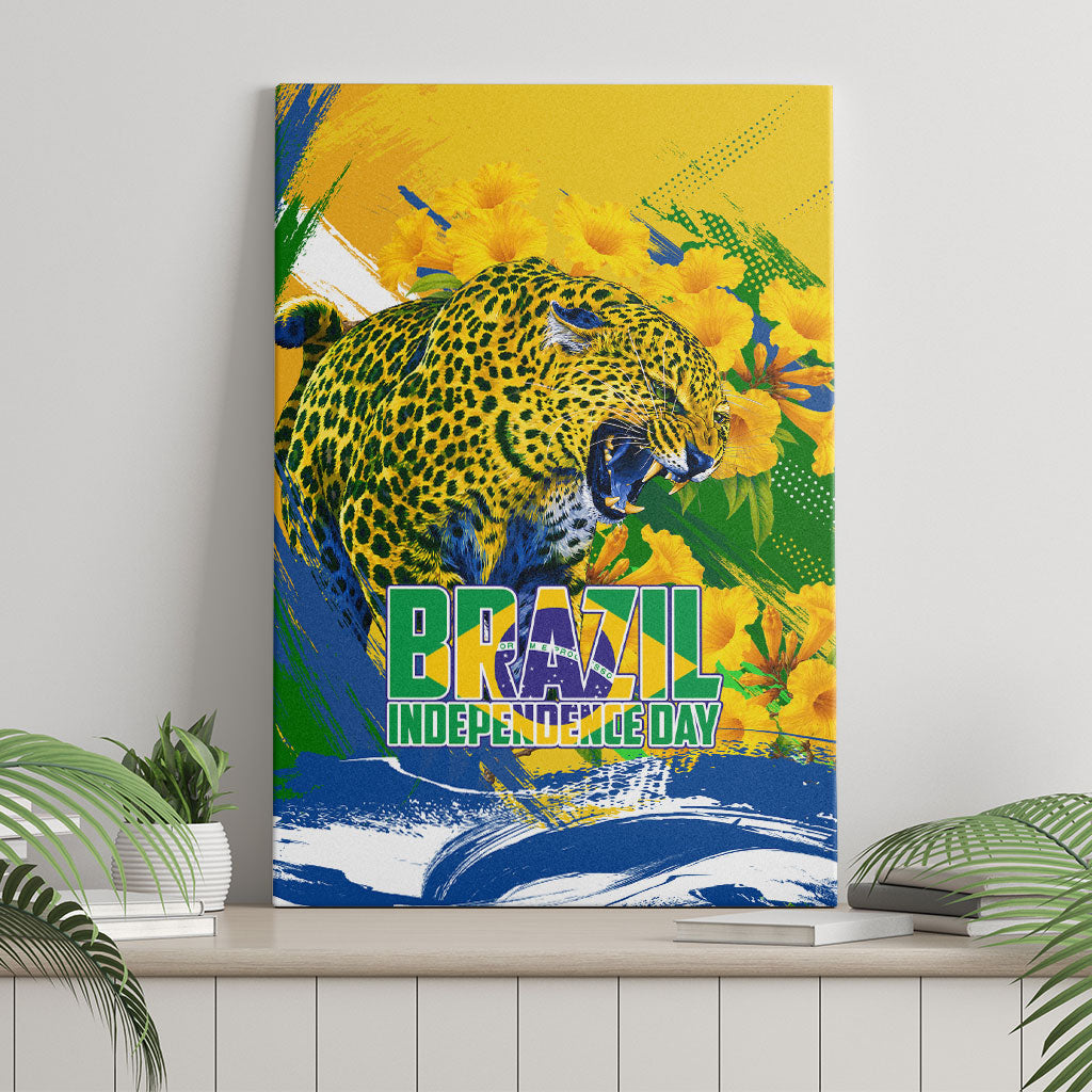 Brazil Independence Day Canvas Wall Art Roaring Jaguar Christ Redeemer Tropical Floral