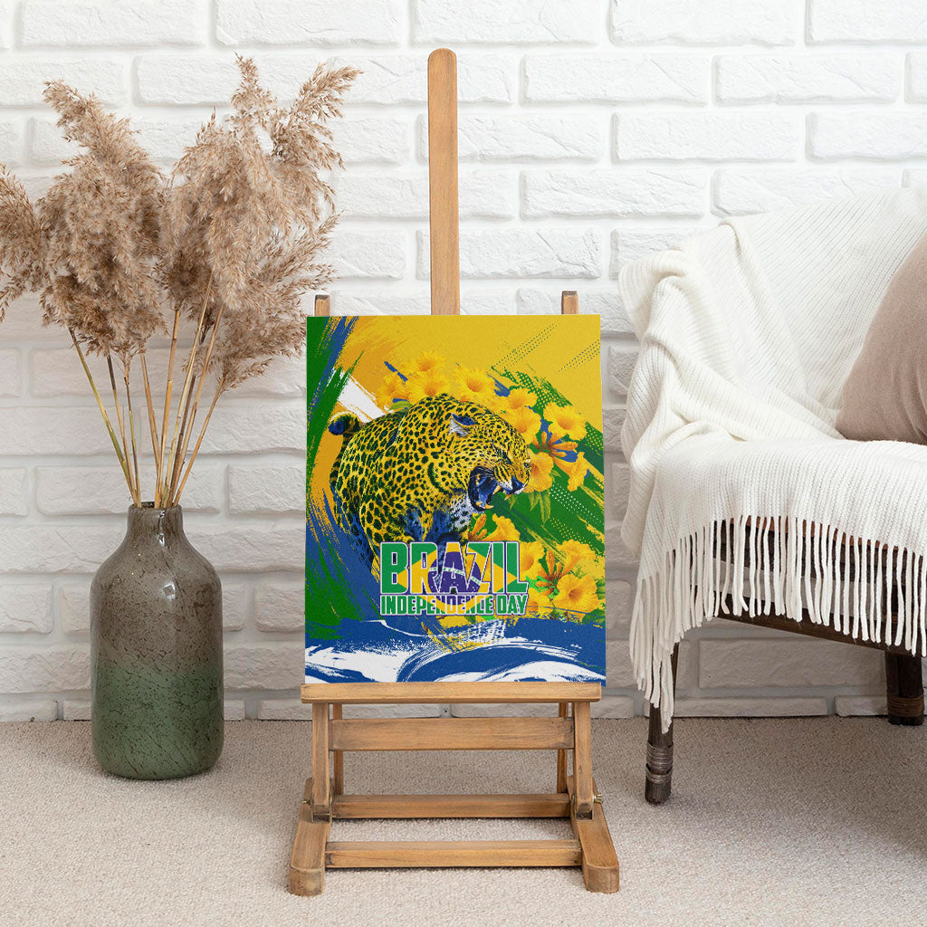 Brazil Independence Day Canvas Wall Art Roaring Jaguar Christ Redeemer Tropical Floral