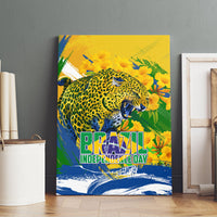 Brazil Independence Day Canvas Wall Art Roaring Jaguar Christ Redeemer Tropical Floral