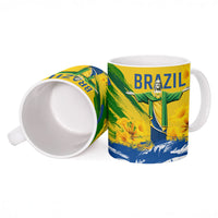 Brazil Independence Day Ceramic Mug Roaring Jaguar Christ Redeemer Tropical Floral