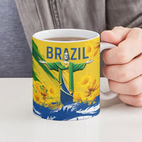 Brazil Independence Day Ceramic Mug Roaring Jaguar Christ Redeemer Tropical Floral