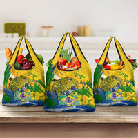 Brazil Independence Day Grocery Bag Roaring Jaguar Christ Redeemer Tropical Floral