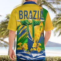 Brazil Independence Day Hawaiian Shirt Roaring Jaguar Christ Redeemer Tropical Floral