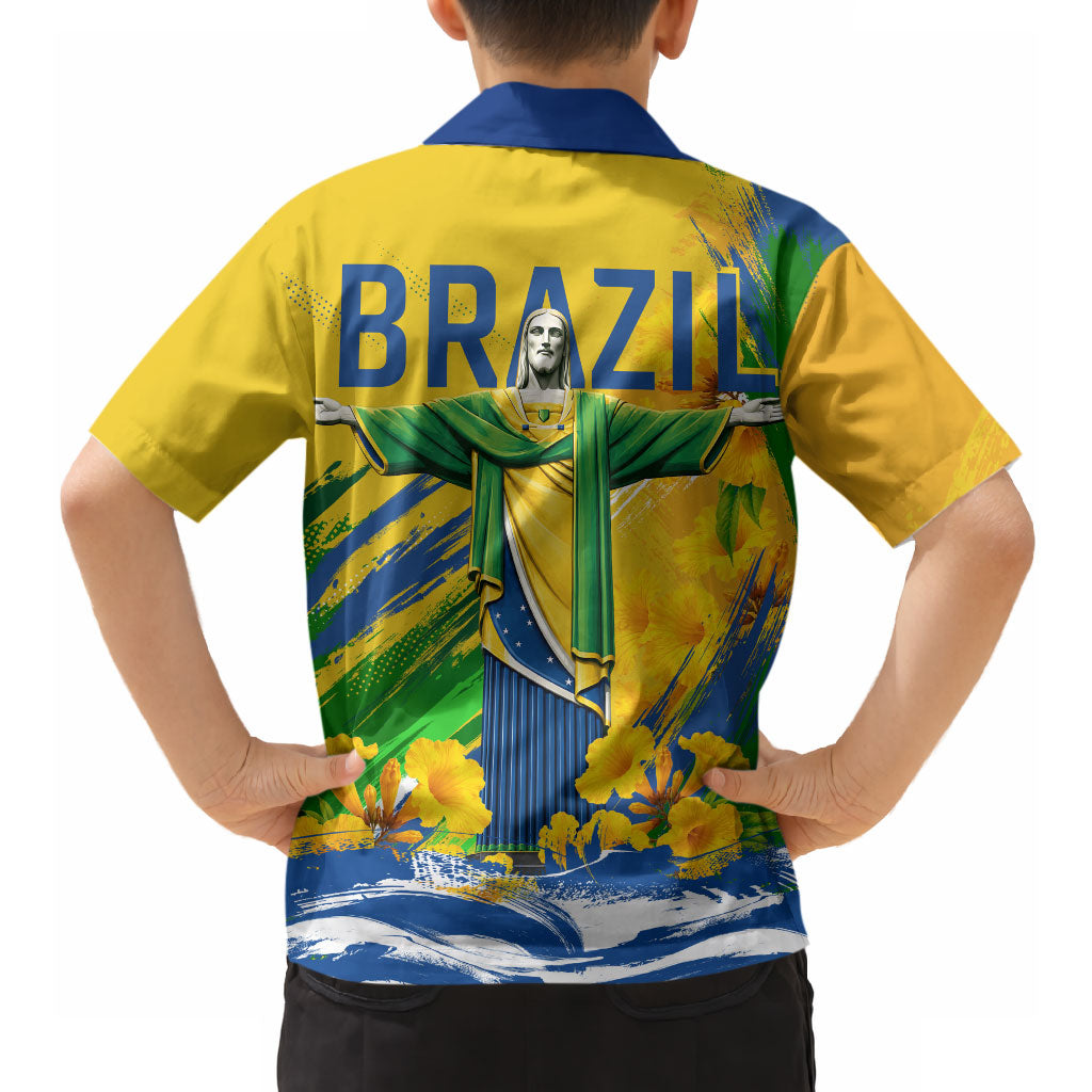 Brazil Independence Day Hawaiian Shirt Roaring Jaguar Christ Redeemer Tropical Floral