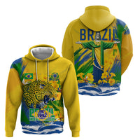 Brazil Independence Day Hoodie Roaring Jaguar Christ Redeemer Tropical Floral