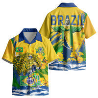Brazil Independence Day Kid Hawaiian Shirt Roaring Jaguar Christ Redeemer Tropical Floral