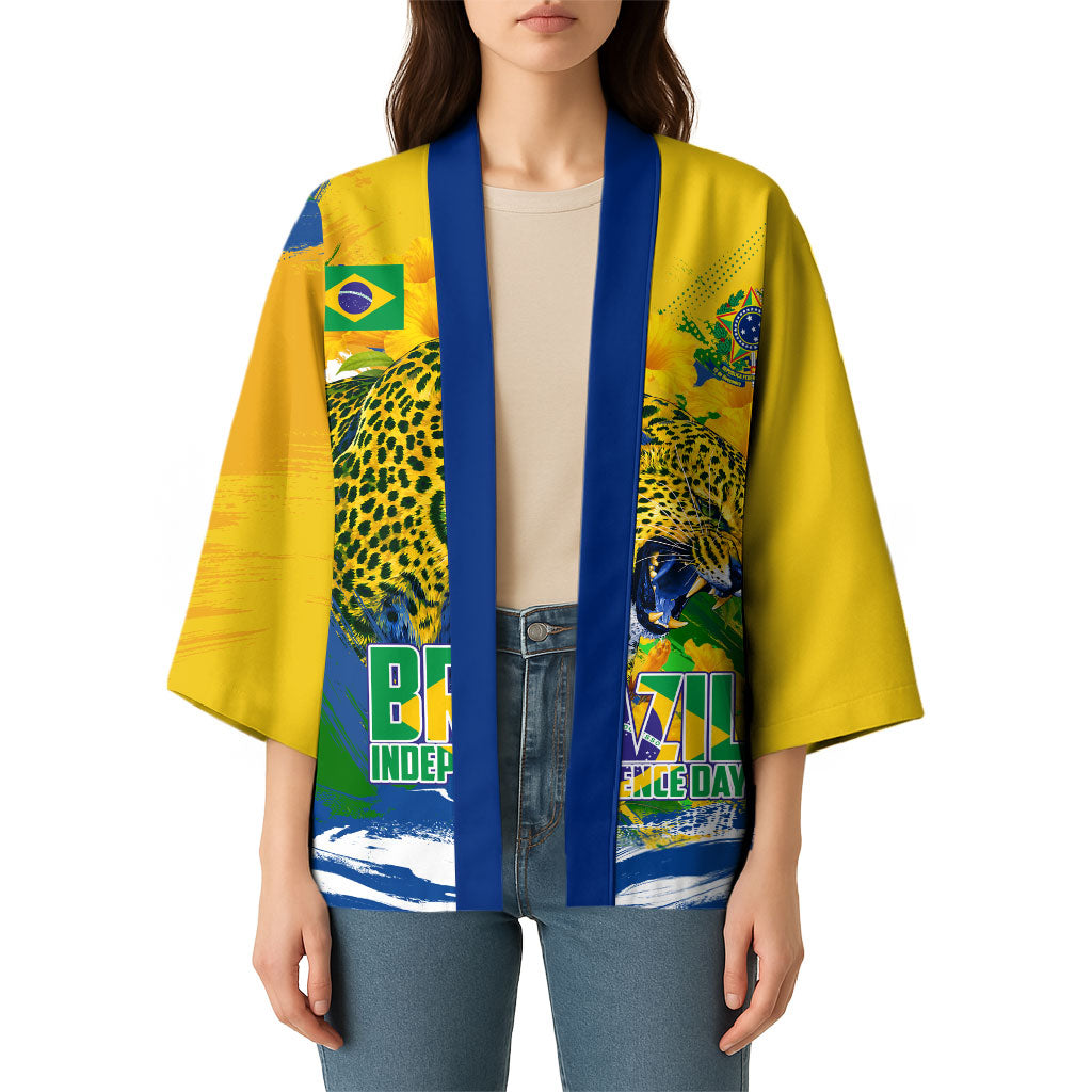 Brazil Independence Day Kimono Roaring Jaguar Christ Redeemer Tropical Floral