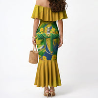 Brazil Independence Day Mermaid Dress Roaring Jaguar Christ Redeemer Tropical Floral