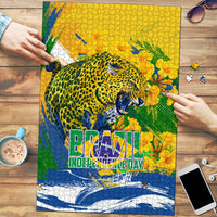Brazil Independence Day Puzzle Roaring Jaguar Christ Redeemer Tropical Floral
