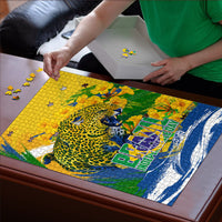 Brazil Independence Day Puzzle Roaring Jaguar Christ Redeemer Tropical Floral
