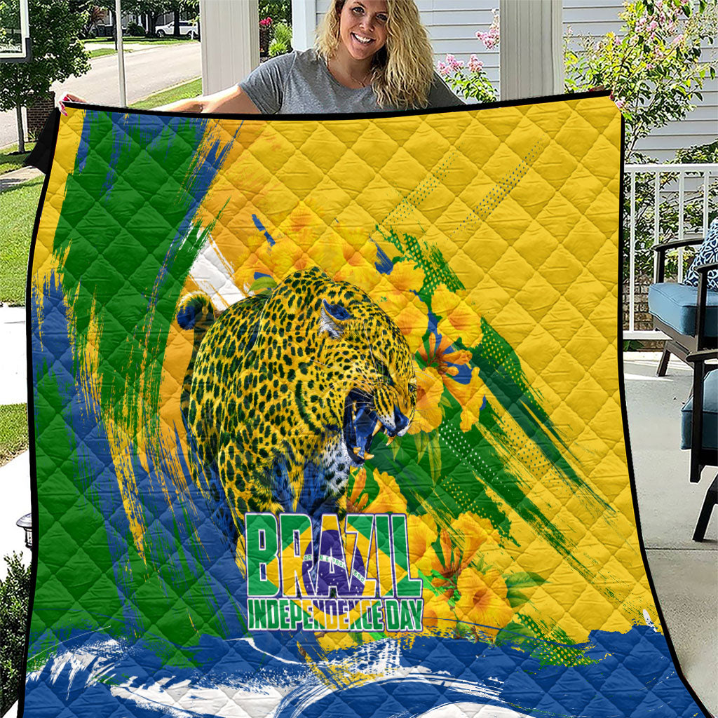 Brazil Independence Day Quilt Roaring Jaguar Christ Redeemer Tropical Floral