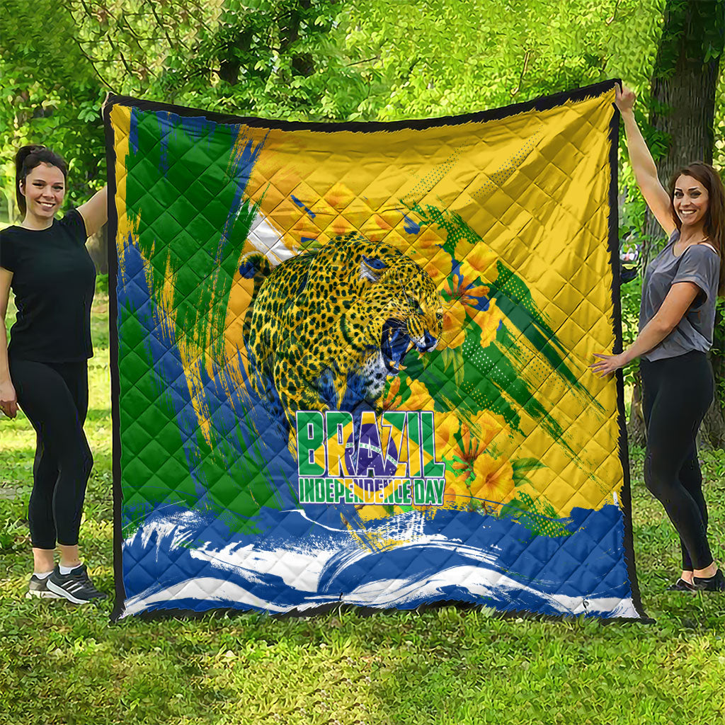 Brazil Independence Day Quilt Roaring Jaguar Christ Redeemer Tropical Floral