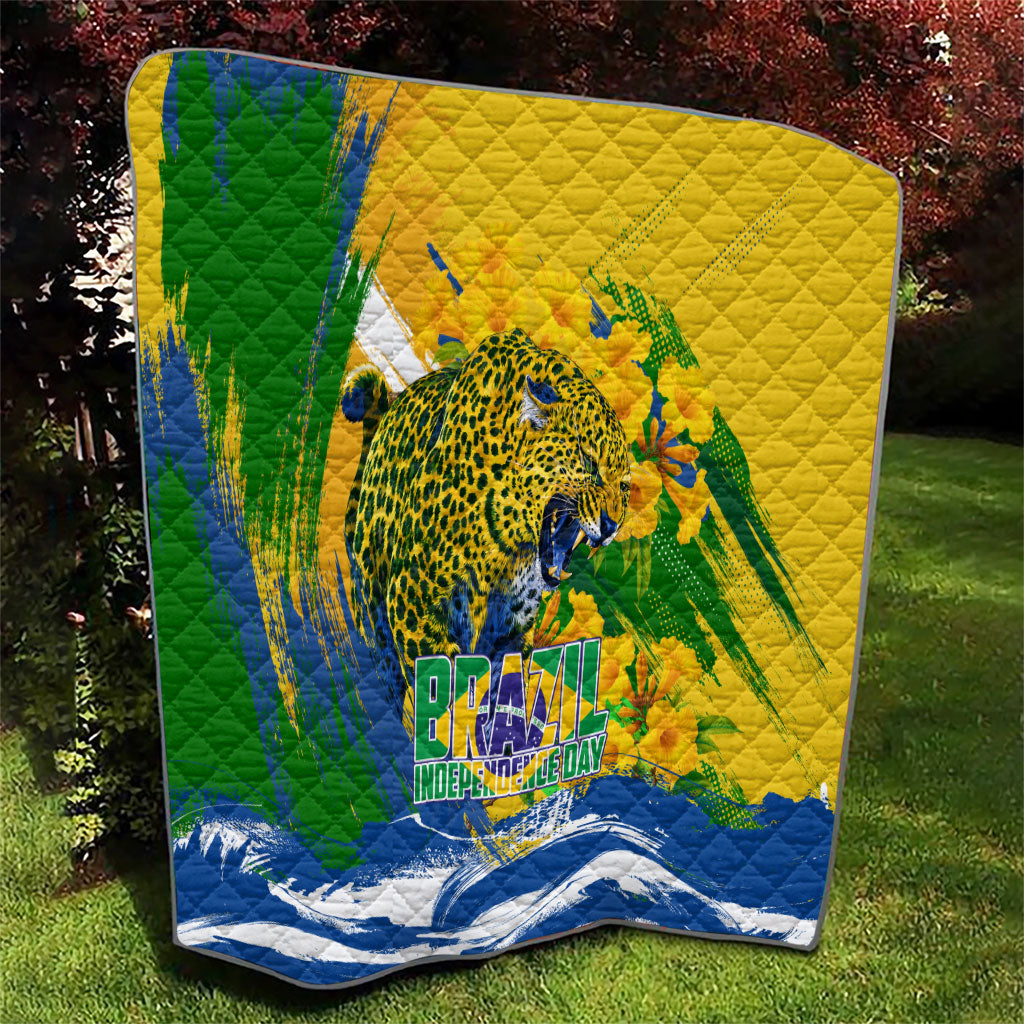 Brazil Independence Day Quilt Roaring Jaguar Christ Redeemer Tropical Floral
