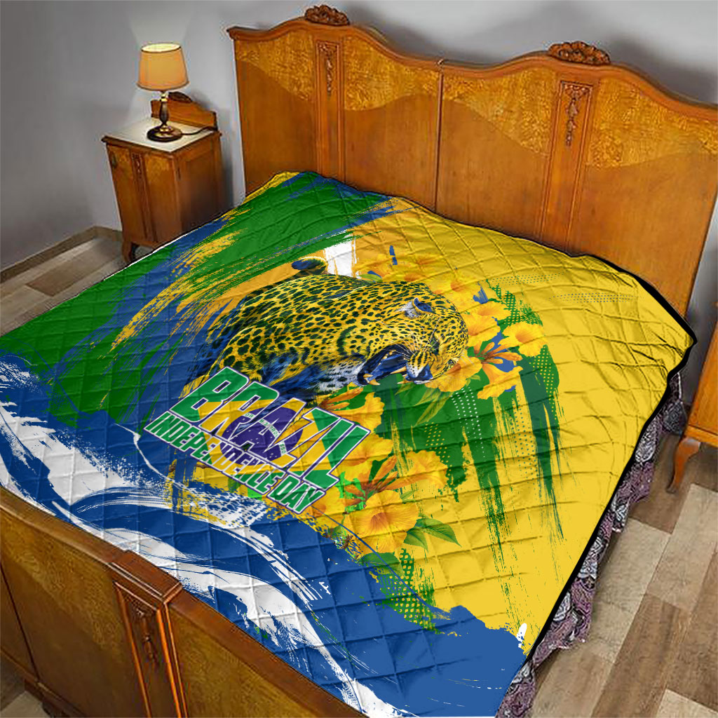 Brazil Independence Day Quilt Roaring Jaguar Christ Redeemer Tropical Floral