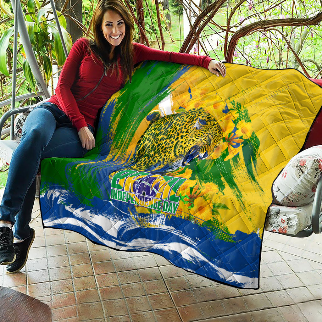 Brazil Independence Day Quilt Roaring Jaguar Christ Redeemer Tropical Floral