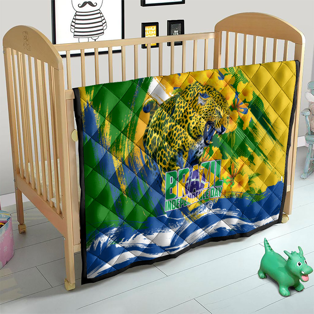 Brazil Independence Day Quilt Roaring Jaguar Christ Redeemer Tropical Floral