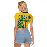 Brazil Independence Day Raglan Cropped T Shirt Roaring Jaguar Christ Redeemer Tropical Floral