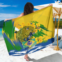 Brazil Independence Day Sarong Roaring Jaguar Christ Redeemer Tropical Floral