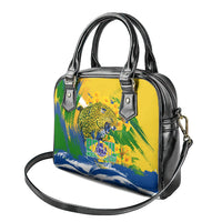 Brazil Independence Day Shoulder Handbag Roaring Jaguar Christ Redeemer Tropical Floral