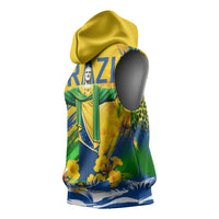 Brazil Independence Day Sleeveless Hoodie Roaring Jaguar Christ Redeemer Tropical Floral