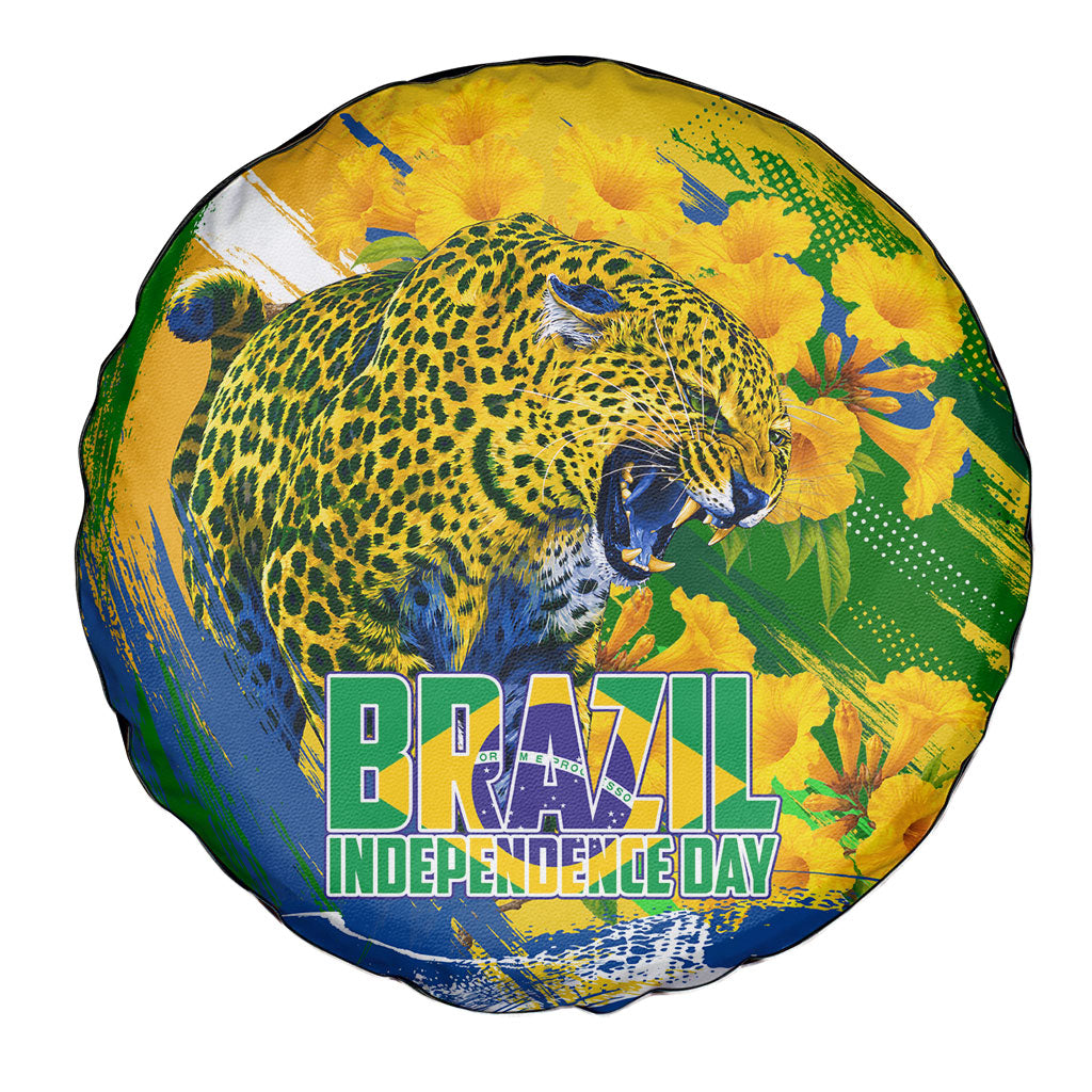 Brazil Independence Day Spare Tire Cover Roaring Jaguar Christ Redeemer Tropical Floral