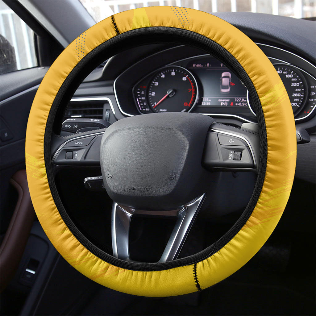 Brazil Independence Day Steering Wheel Cover Roaring Jaguar Christ Redeemer Tropical Floral
