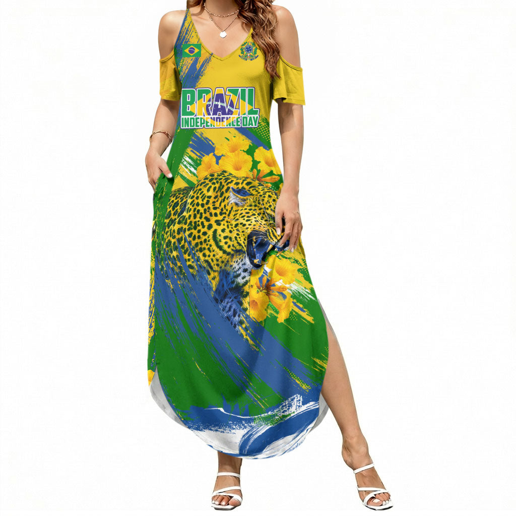 Brazil Independence Day Summer Maxi Dress Roaring Jaguar Christ Redeemer Tropical Floral