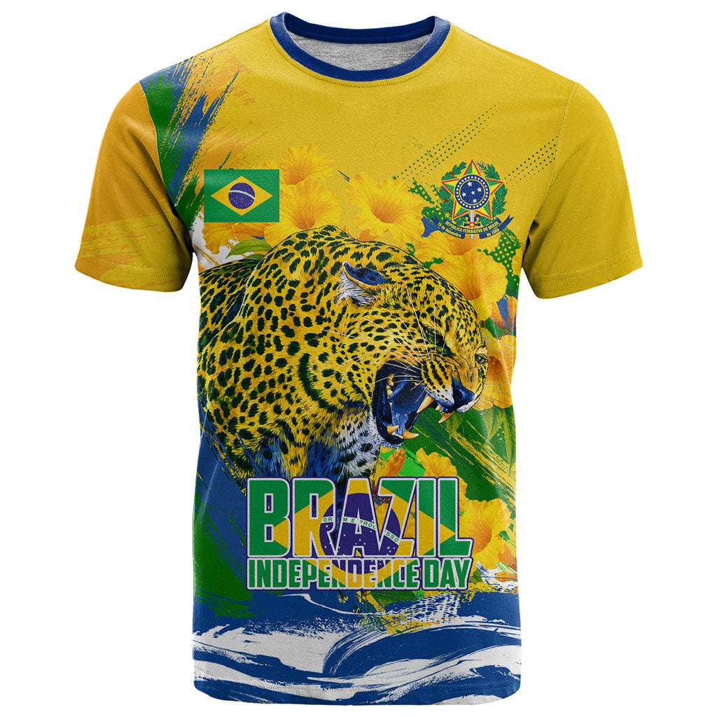 Brazil Independence Day T Shirt Roaring Jaguar Christ Redeemer Tropical Floral