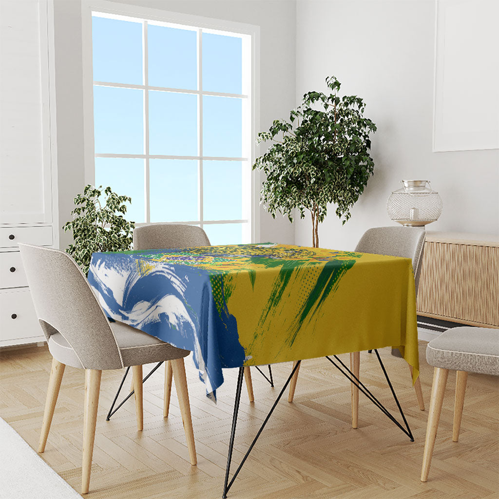 Brazil Independence Day Tablecloth Roaring Jaguar Christ Redeemer Tropical Floral