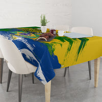 Brazil Independence Day Tablecloth Roaring Jaguar Christ Redeemer Tropical Floral