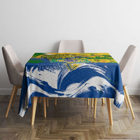 Brazil Independence Day Tablecloth Roaring Jaguar Christ Redeemer Tropical Floral