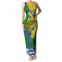 Brazil Independence Day Tank Maxi Dress Roaring Jaguar Christ Redeemer Tropical Floral