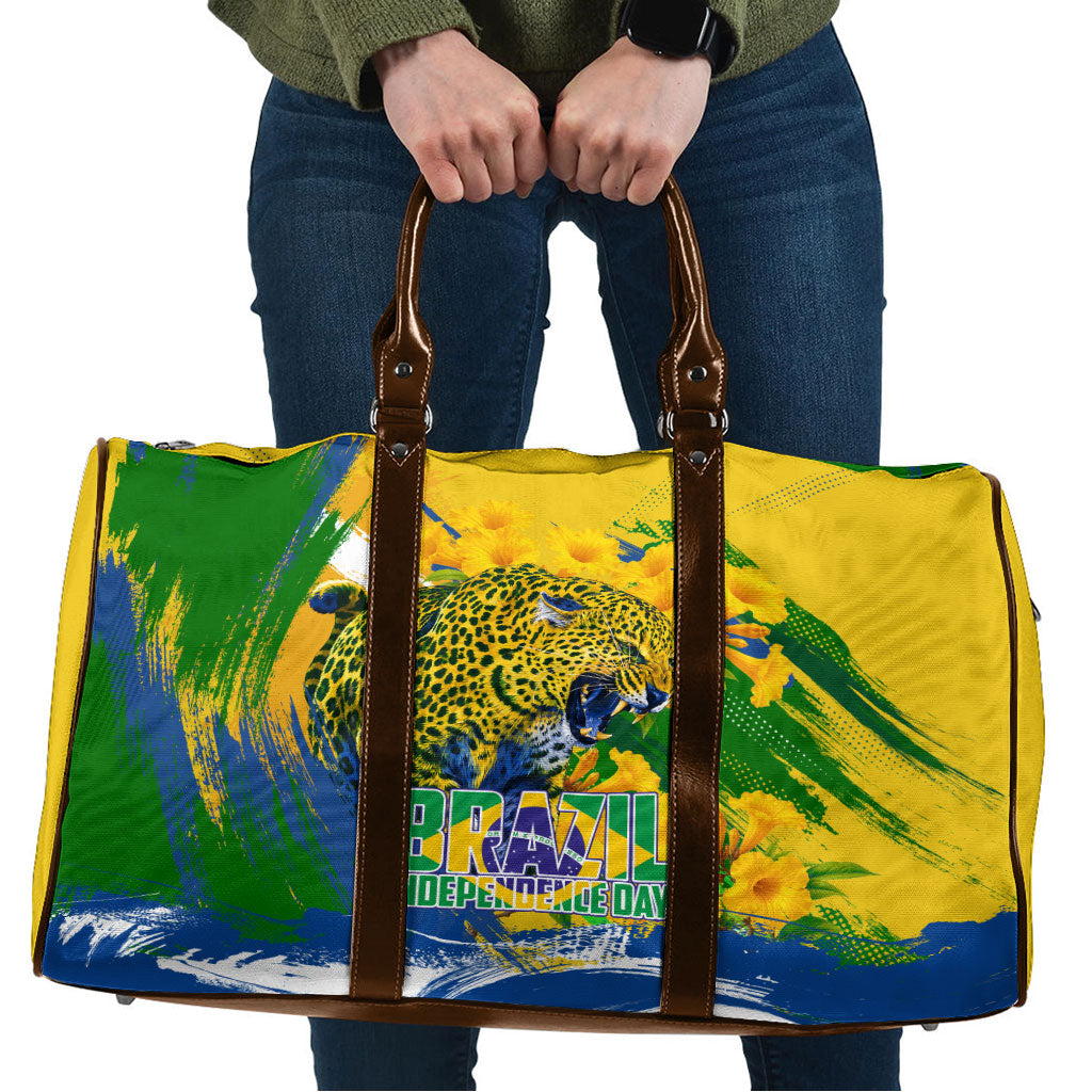 Brazil Independence Day Travel Bag Roaring Jaguar Christ Redeemer Tropical Floral