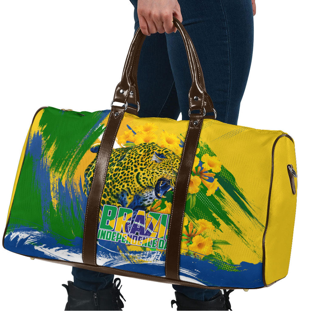 Brazil Independence Day Travel Bag Roaring Jaguar Christ Redeemer Tropical Floral