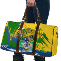 Brazil Independence Day Travel Bag Roaring Jaguar Christ Redeemer Tropical Floral
