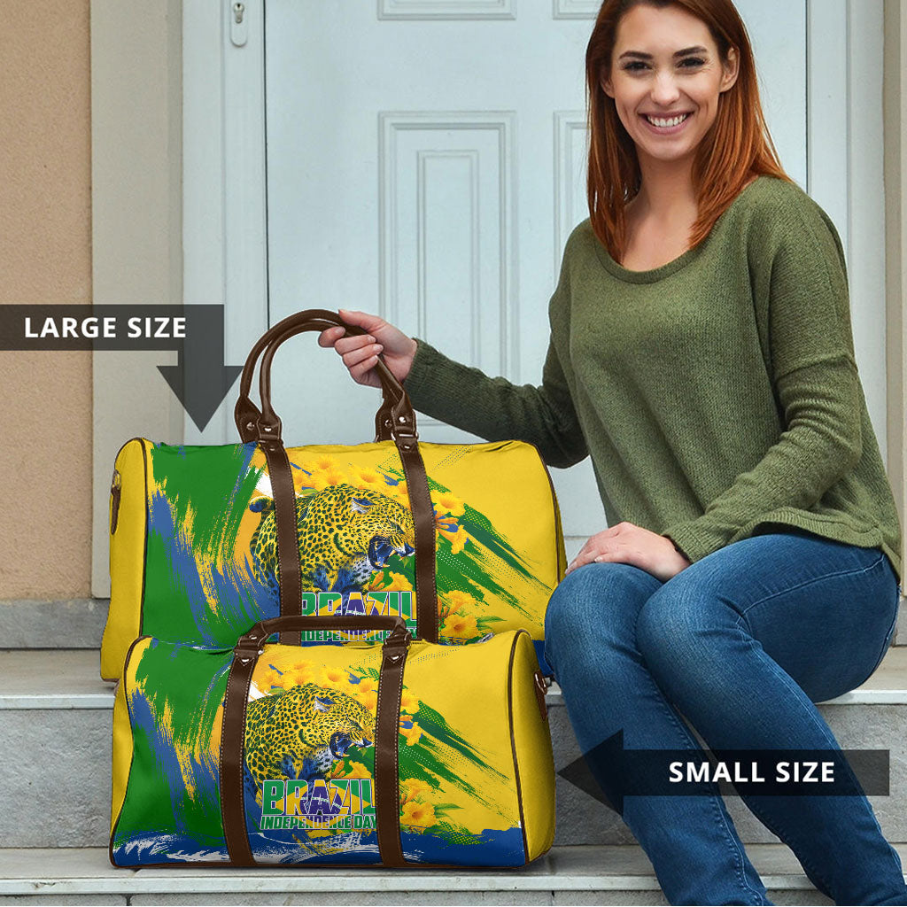 Brazil Independence Day Travel Bag Roaring Jaguar Christ Redeemer Tropical Floral