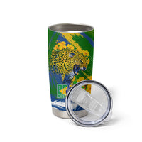 Brazil Independence Day Tumbler Cup Roaring Jaguar Christ Redeemer Tropical Floral