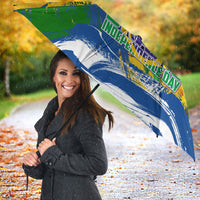 Brazil Independence Day Umbrella Roaring Jaguar Christ Redeemer Tropical Floral