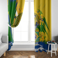 Brazil Independence Day Window Curtain Roaring Jaguar Christ Redeemer Tropical Floral