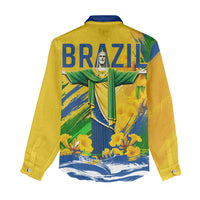 Brazil Independence Day Women Casual Shirt Roaring Jaguar Christ Redeemer Tropical Floral